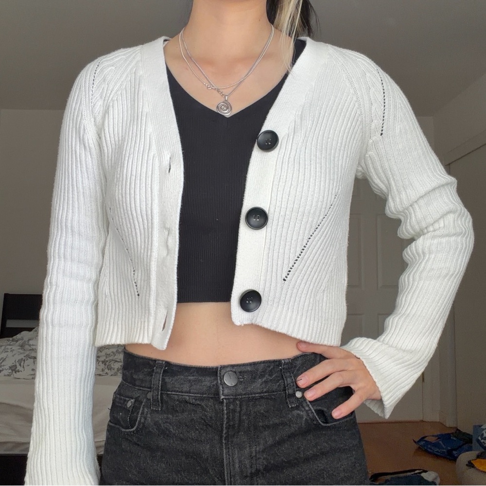 White cropped cardigan
